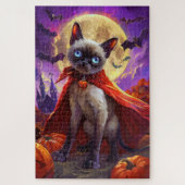 Halloween Siamese Cat Vampire Pumpkins Beängstigen Puzzle (Vertikal)