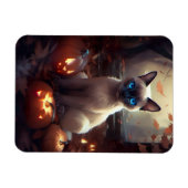 Halloween Siamkatze mit Pumpkins Beängstigend Magnet (Horizontal)