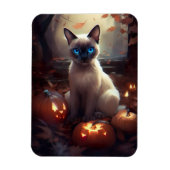 Halloween Siamkatze mit Pumpkins Beängstigend Magnet (Vertikal)