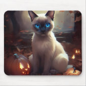Halloween Siamkatze mit Pumpkins Beängstigend Mousepad (Vorne)