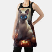 Halloween Siamkatze mit Pumpkins Beängstigend Schürze (InSitu)