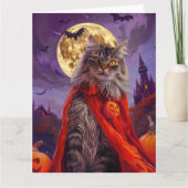 Halloween Siberian Cat Vampire Pumpkins Beängstige Karte (Vorderseite)