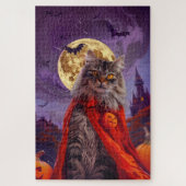 Halloween Siberian Cat Vampire Pumpkins Beängstige Puzzle (Vertikal)