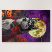 Halloween Sibirien Husky Vampire Pumpkins Beängsti Puzzle (Horizontal)