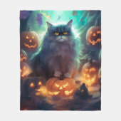 Halloween Sibirienkatze mit Kürbiskugeln Beängstig Fleecedecke (Vorderseite)