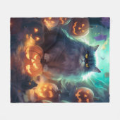 Halloween Sibirienkatze mit Kürbiskugeln Beängstig Fleecedecke (Vorderseite (Horizontal))