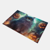 Halloween Sibirienkatze mit Kürbiskugeln Beängstig Fußmatte (Schrägansicht)
