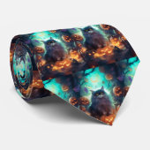 Halloween Sibirienkatze mit Kürbiskugeln Beängstig Krawatte (Gerollt)