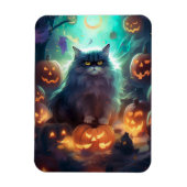 Halloween Sibirienkatze mit Kürbiskugeln Beängstig Magnet (Vertikal)
