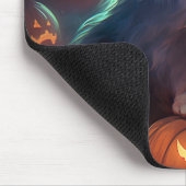 Halloween Sibirienkatze mit Kürbiskugeln Beängstig Mousepad (Ecke)