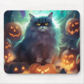 Halloween Sibirienkatze mit Kürbiskugeln Beängstig Mousepad (Vorne)