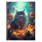 Halloween Sibirienkatze mit Kürbiskugeln Beängstig Notizblock (Vorderseite)