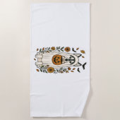 Halloween Sibirische Husky-Blume Strandtuch (Vorderseite)