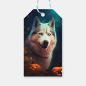 Halloween Sibirischer Husky mit Pumpkins Beängstig Geschenkanhänger (Rückseite)