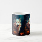 Halloween Sibirischer Husky mit Pumpkins Beängstig Kaffeetasse (Mittel)