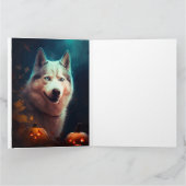 Halloween Sibirischer Husky mit Pumpkins Beängstig Karte (Innenseite)