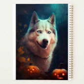 Halloween Sibirischer Husky mit Pumpkins Beängstig Planer (Rückseite)