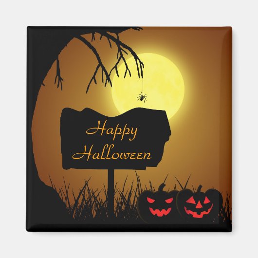Halloween Sign mit Pumpkins - Magnet (Vorne)