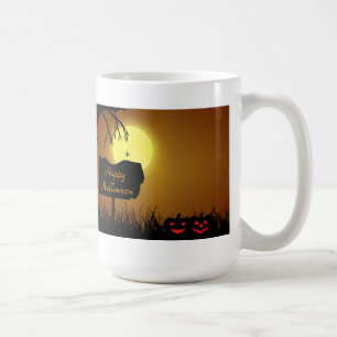 Halloween Sign with Pumpkins - Tasse