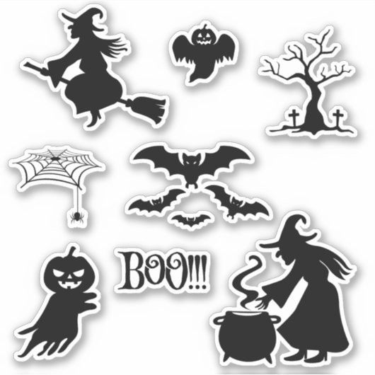 Halloween-Silhouette Aufkleber (Vorderseite)