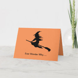 Halloween Silhouette Broom Riding Card Karte