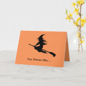 Halloween Silhouette Broom Riding Card Karte (Gelbe Blume)