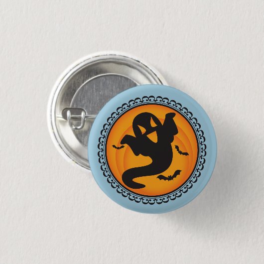 Halloween-Silhouette-Geist-Abzeichen Button (Vorne & Hinten)