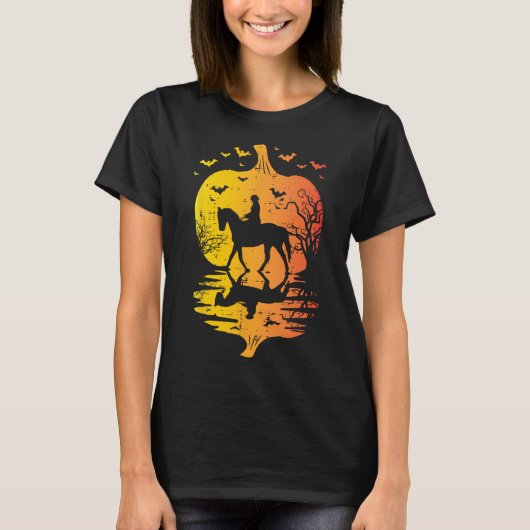 Halloween Silhouette Pumpkin Vintages Kostüm T-Shirt (Vorderseite)
