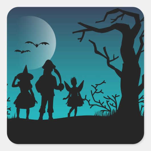 Halloween Silhouette Quadratischer Aufkleber