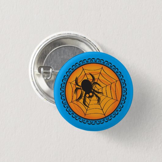Halloween-Silhouette-Spinne und Netz-Abzeichen Button (Vorne & Hinten)