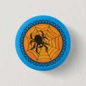 Halloween-Silhouette-Spinne und Netz-Abzeichen Button (Vorderseite)
