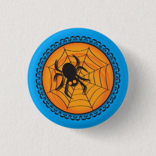Halloween-Silhouette-Spinne und Netz-Abzeichen Button