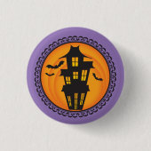 Halloween-Silhouette-Spuk Haus-Abzeichen Button (Vorderseite)