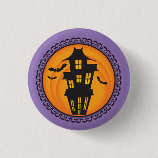 Halloween-Silhouette-Spuk Haus-Abzeichen Button