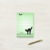 Halloween Silhouetten Black Cat Green BG Post-it Klebezettel (Auf Schreibtisch)