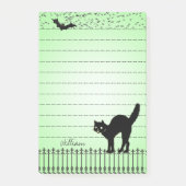 Halloween Silhouetten Black Cat Green BG Post-it Klebezettel (Vorderseite)