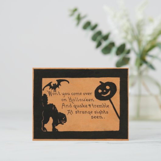 Halloween-Silhouetten Feiertagspostkarte (Stehend Vorderseite)