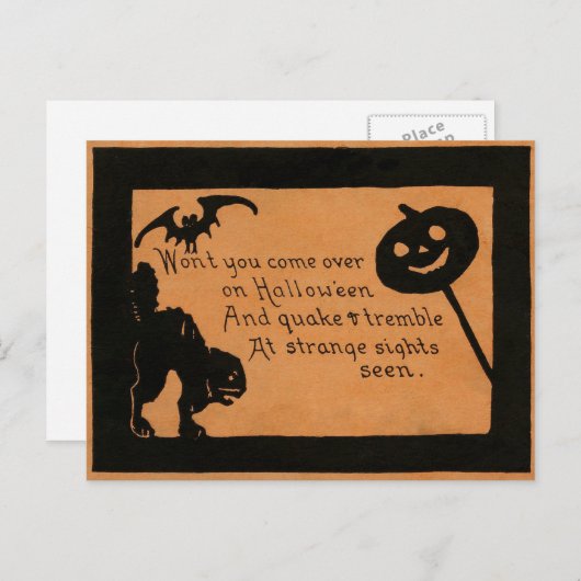 Halloween-Silhouetten Feiertagspostkarte (Vorne/Hinten)