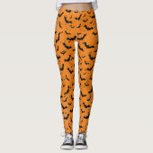 Halloween-Silhouetten, Orange und Schwarz Leggings (Vorderseite)