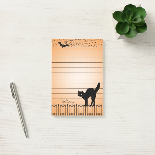 Halloween Silhouetten Schwarze Katze, Fledermäuse Post-it Klebezettel (Büro)