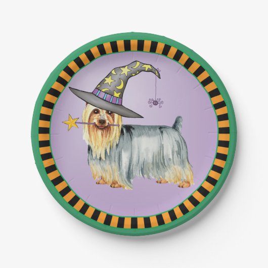 Halloween Silky Terrier Pappteller (Vorderseite)