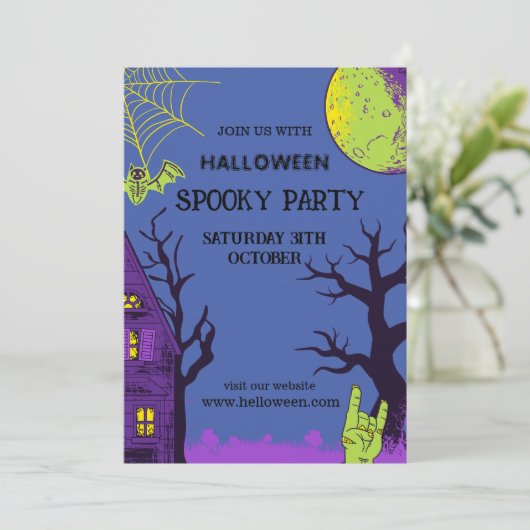 Halloween Simple Einladung (Stehend Vorderseite)