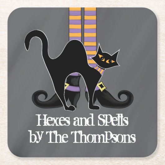 Halloween Simple Whimsical Hexenschuhe Schwarze Ka Rechteckiger Pappuntersetzer (Vorderseite)