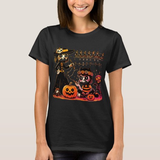 "Halloween Sisters - Spooky Writing Practice" T-Shirt (Vorderseite)