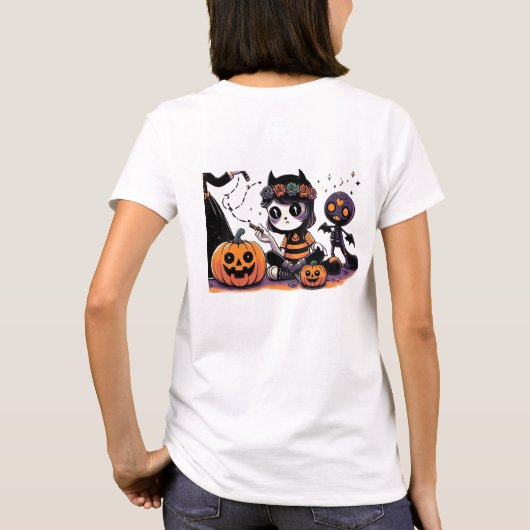Halloween Sisters - Spooky Writing Practice" T-Shirt (Rückseite)
