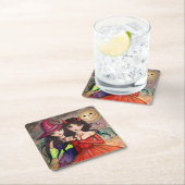 Halloween Sisters Trick oder Treatment Art Rechteckiger Pappuntersetzer (Vor Ort)