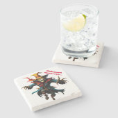 Halloween-Skarektur Steinuntersetzer (Seitenansicht)