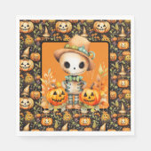 Halloween-Skarrow mit Kürbislaternen Serviette (Vorderseite)