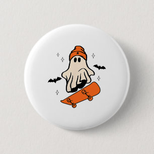 Halloween Skateboard Boo Retro Halloween Mönche Button