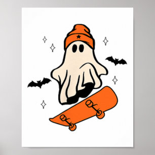Halloween Skateboard Boo Retro Halloween Mönche Poster